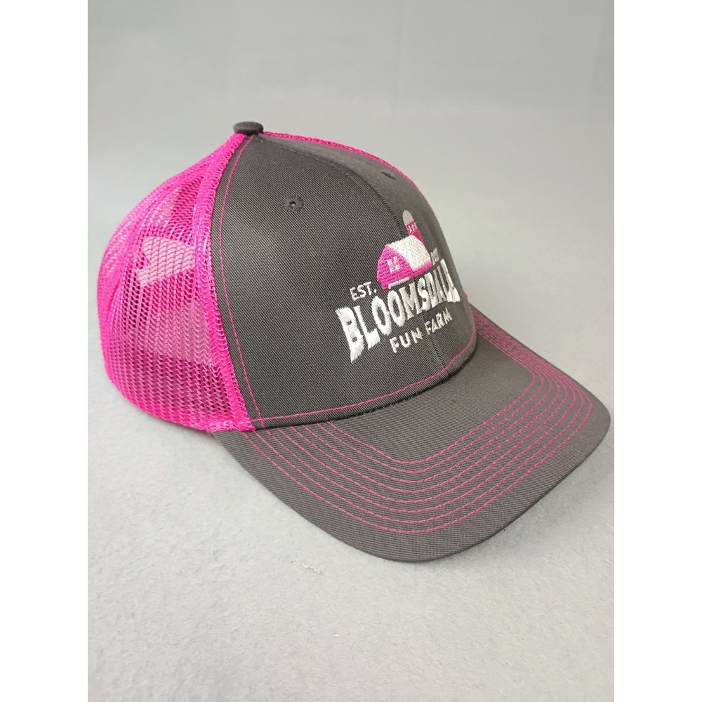 Fahrenheit Bloomsdale Fun Farm Trucker Hat Gray Pink Mesh Snapback Cap OSFM